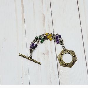 ARTISAN BOHO MARDI GRAS GEMSTONE BRACELET